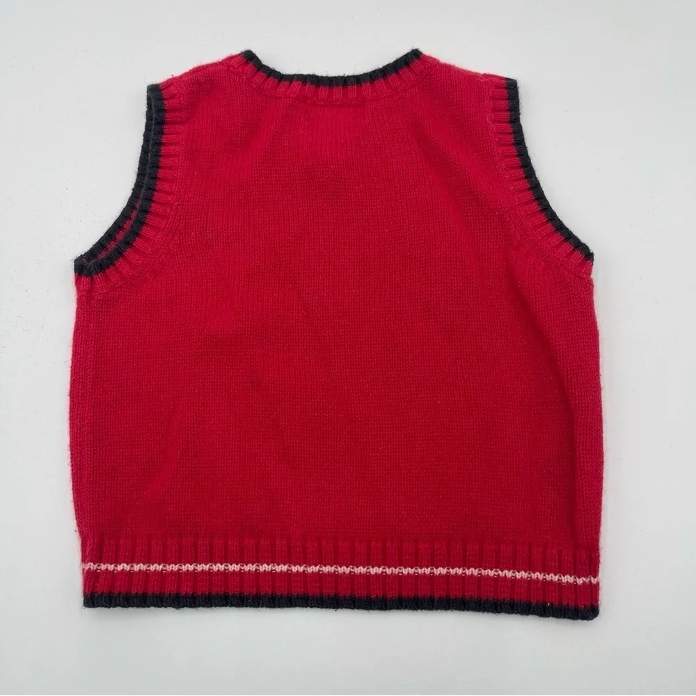 Vtg Oshkosh Toddler Boys Size 12 mos Black Corduroy Train Pants w/Sweater Vest